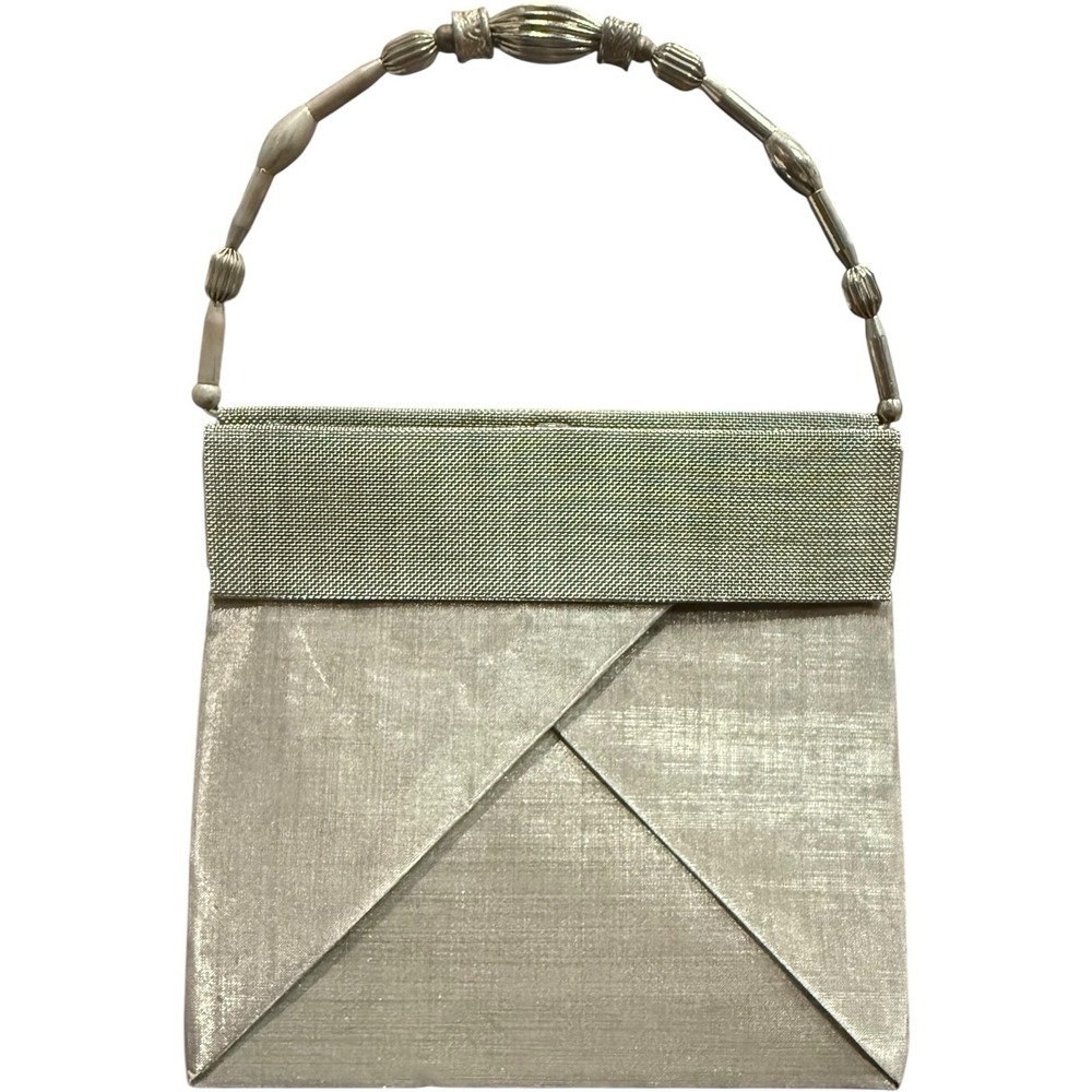 Bo's Art Studio LA RARE Silver Metallic Structured Handbag Wearable Art Bag